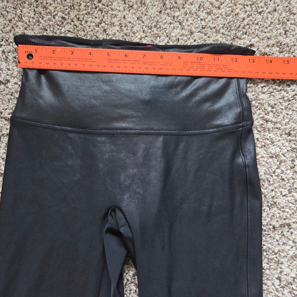 Spanx Faux Leather Leggings Bundle Black High Waist Size L 2 Pairs Crop Full - Picture 5 of 7